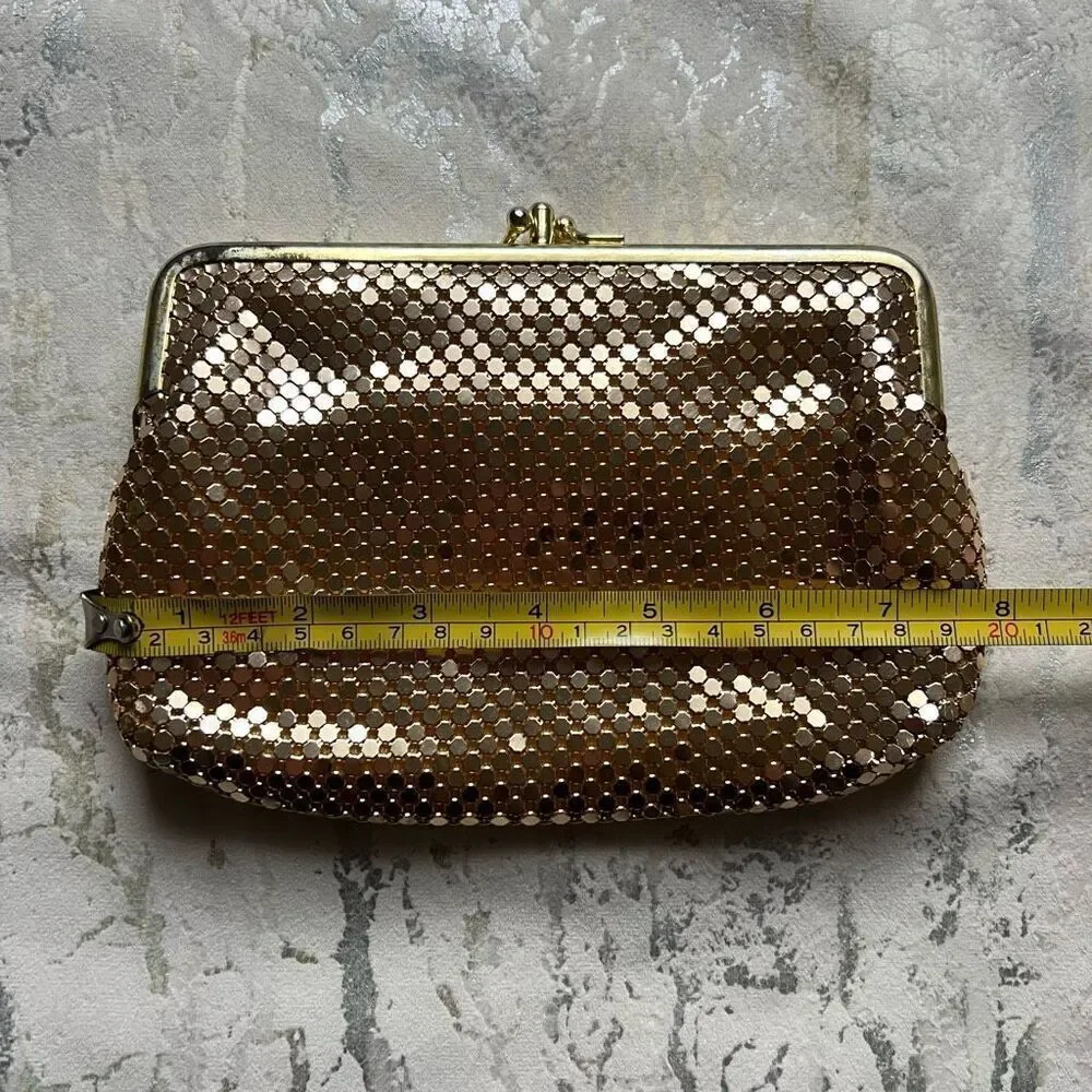Vintage Chain Mail Gold Metal Metallic Clutch